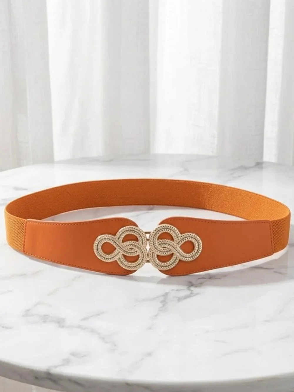 Light Brown Ladies Stylish Stretch Faux Leather Belt - 27 Inches